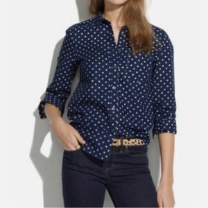 Madewell Long Sleeve Polka Dot Denim Top